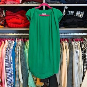 COS green cap sleeve pleated dress size 2